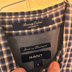 GANT Navy and White Plaid Men's Shirt